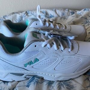 Fila Women's White and Aqua Sneakers